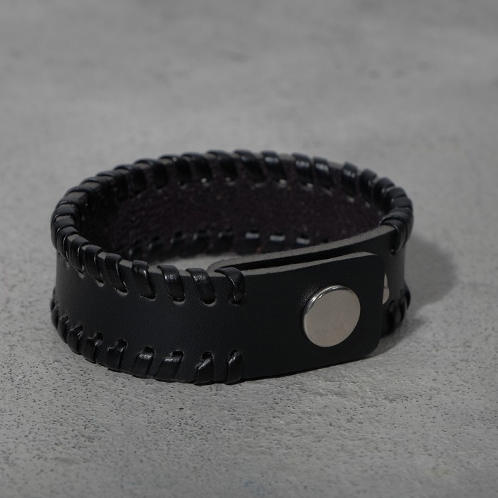 Браслет кожа &laquo;Минимал&raquo; контур, цвет чёрный, 23 см