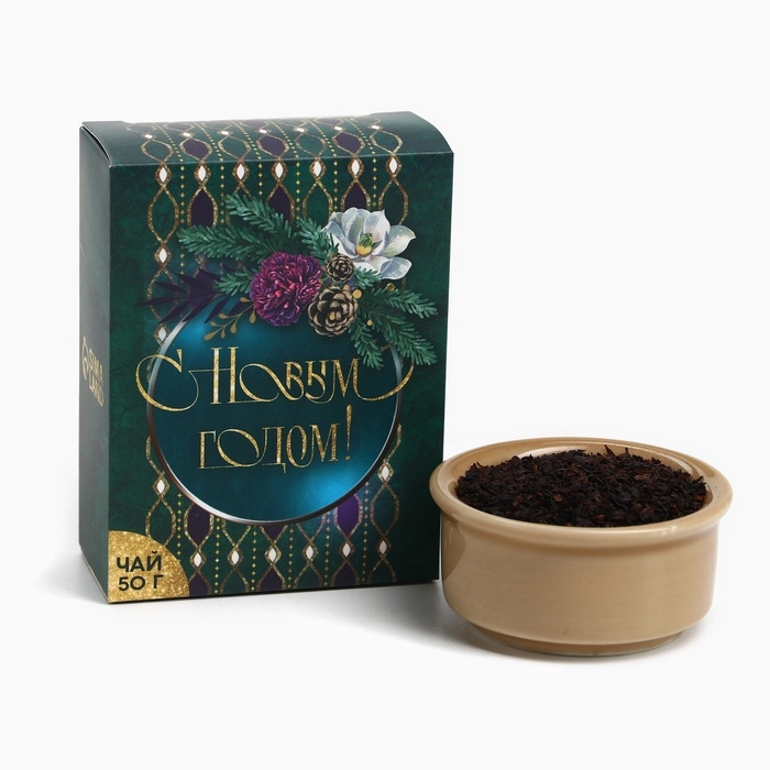 Подарочный набор &laquo;Веселья в новом году&raquo;: чай со вкусом тропические фрукты 50 г., крем-мед с черникой 120 г., носки р-р: 36&ndash;39, термос 500 мл.