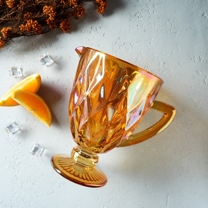 Кувшин для воды стеклянный Magistro &laquo;Круиз&raquo;, 1,1 л, 14&times;19,5 см, цвет янтарный