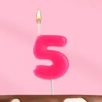Свеча для торта &laquo;Неоновая&raquo;, цифра 5, розовая