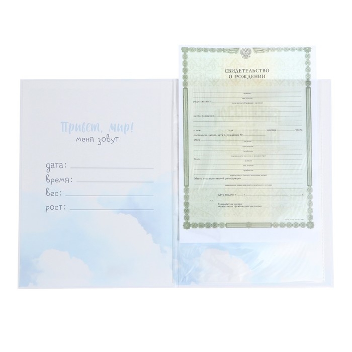 Папка для свидетельства о рождении &laquo;Маленькое счастье&raquo;, 23,5 х 31,5 см.