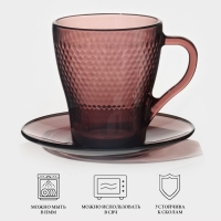 Чайный стеклянный набор Luminarc &laquo;Идиллия&raquo;, 12 предметов: кружка 265 мл, 6 шт, блюдце d=13 см, 6 шт, цвет лилак