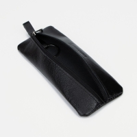 Ключница на молнии TEXTURA, длина 17 см, кольцо, цвет чёрный