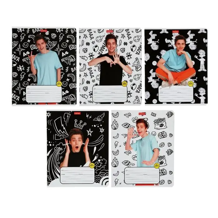 Тетрадь 12 листов в клетку Calligrata &laquo;Влад Бумага&raquo;, обложка мелованный картон, МИКС