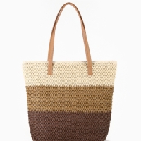 Сумка пляжная Полосы, 47*12*35, отд на молнии, подкладка, беж/коричневый