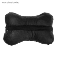 Подушка автомобильная косточка, на подголовник, велюр, чёрный, ромб, 16х24 см