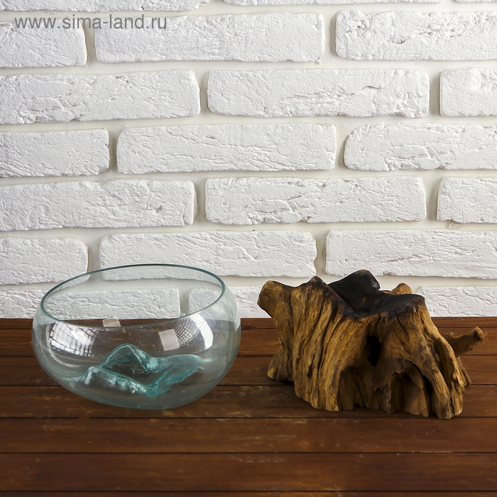 Вазон стекло на дереве "Забота" 20х25х25 см, МИКС