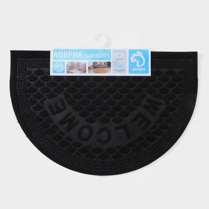 Коврик влаговпитывающий придверный полукруглый без окантовки Доляна &laquo;Спираль&raquo;, 38&times;58 см, цвет МИКС