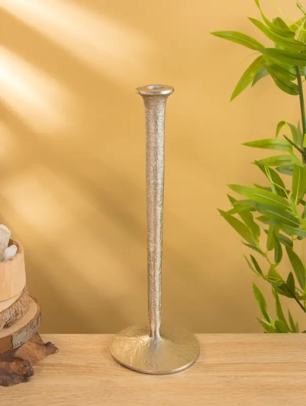 Подсвечник "Флейта" алюминий 37 см, цв. серебро