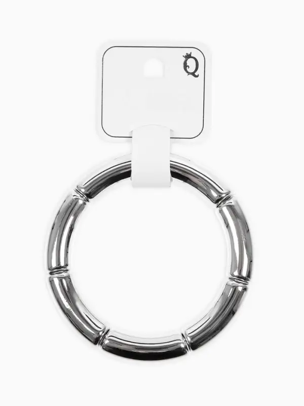 Браслет пластик на резинке "Стиль" гладкий, цвет серебро