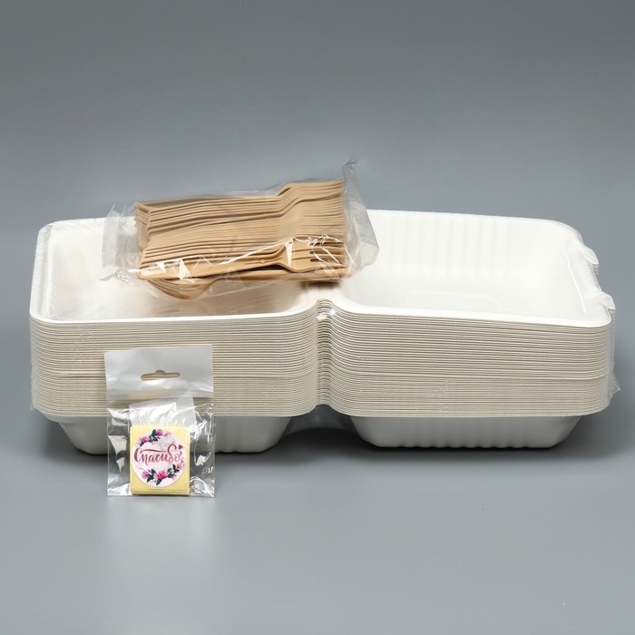 Коробка для бенто-торта с вилкой, кондитерская подарочная упаковка, &laquo;Спасибо&raquo;, 21 х 20 х 7,5 см