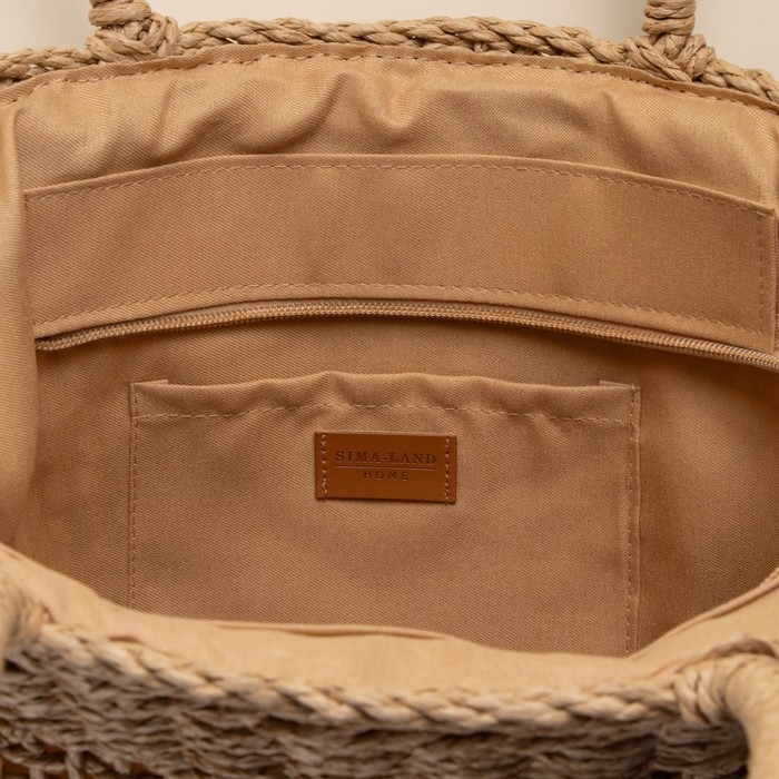 Сумка женская SL Home, ручное плетение, хлопок, длина ручек 18,5 см, 40&times;27 см