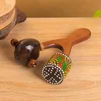 Сувенирный музыкальный инструмент "Маракас двойной" махагон, кокос, 25х15х6 см