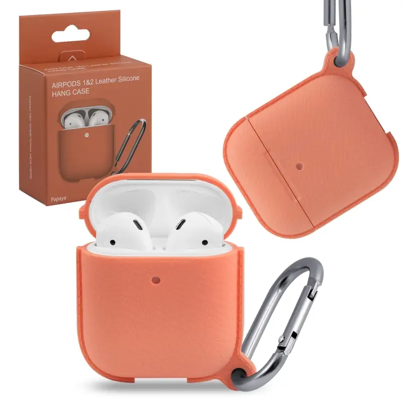 Чехол APods 1/2 leather Silicone Papaya