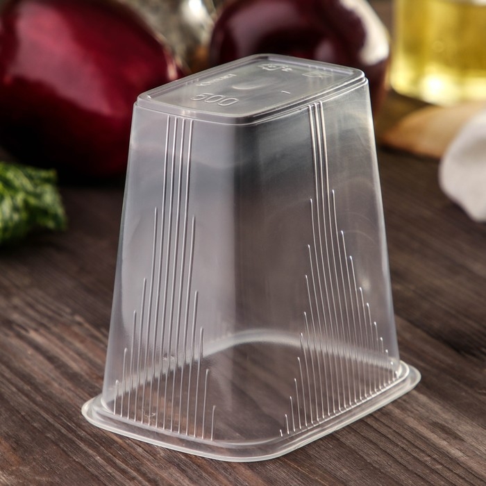 Контейнер пластиковый одноразовый с крышкой, 10 шт, 500 мл, 10,8×8,2×9,2 см, цвет прозрачный Контейнер пластиковый одноразовый с крышкой, 10 шт, 500 мл, 10,8×8,2×9,2 см, цвет прозрачный