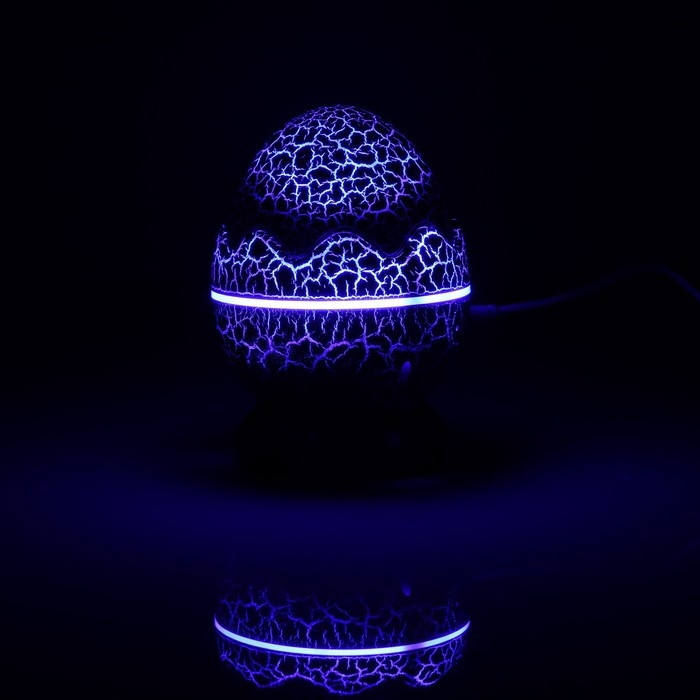 Световой прибор &laquo;Яйцо динозавра&raquo; 10 см, динамик, съёмная полусфера, свечение RGB, пульт ДУ, USB, синий