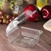 Контейнер одноразовый с неразъёмной крышкой ИП-10 А/ПР-К-10 А, пластик, 200 мл, 12&times;12&times;6 см, внутр. 9.8&times;9.8&times;5.4 см, прозрачный