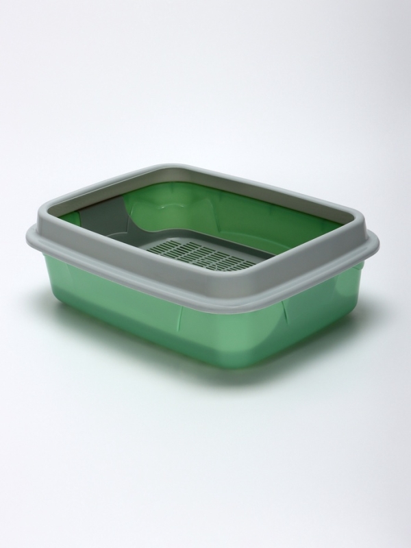 Туалет с бортом с сеткой,  45х34х15 см, серый/оливковый