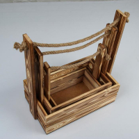 Набор кашпо деревянных 3 в 1 (30.5&times;18.5&times;35; 25.5&times;15&times;30; 20&times;12&times;23) "Аром", обожженный