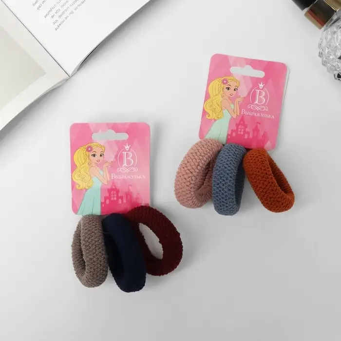 Резинка для волос "Спорт" (набор 3 шт) широкое плетение, 4 см, микс