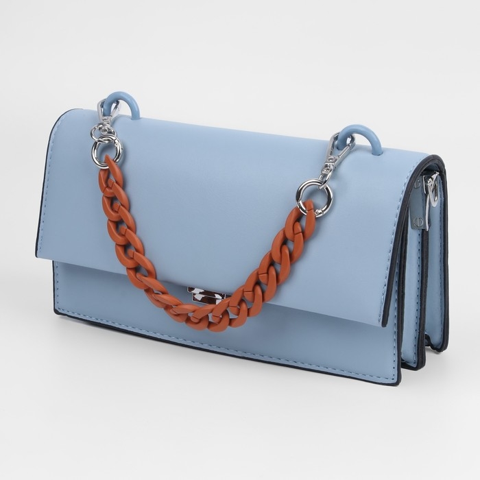 Цепочка для сумки, с карабинами, пластиковая, 23 × 17 мм, 30 см, цвет терракотовый/серебряный Цепочка для сумки, с карабинами, пластиковая, 23 × 17 мм, 30 см, цвет терракотовый/серебряный