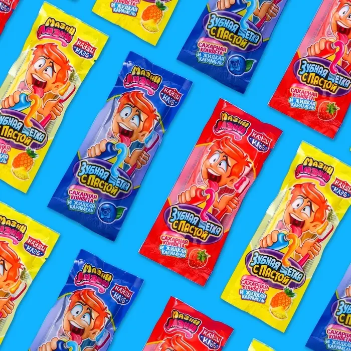 Сахарное ассорти: конфета и жидкая карамель &laquo;Зубная щетка с пастой&raquo;, 15 г