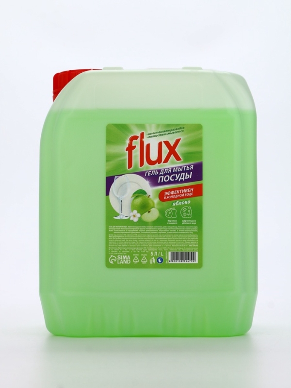 Гель для мытья посуды FLUX "Зелёное яблоко",  5 л