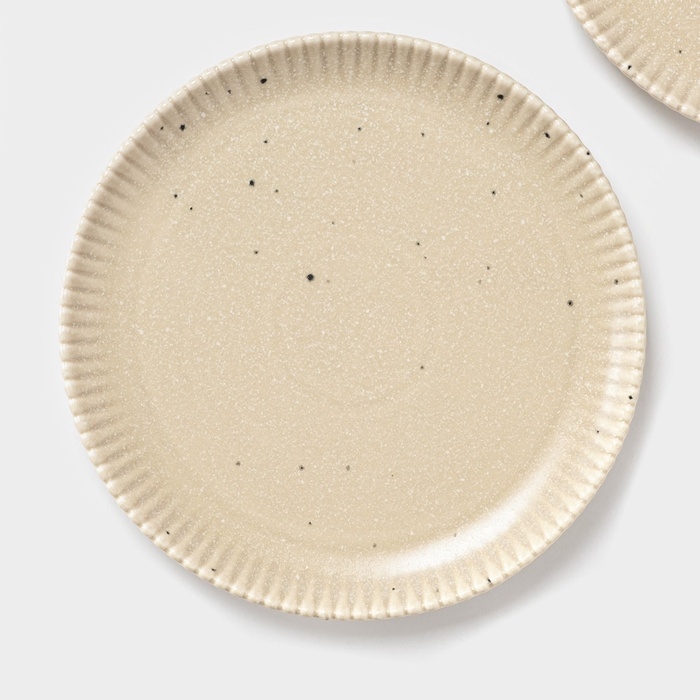 Тарелки Доляна &laquo;Коралл&raquo;, d=20,8 см, набор 2 шт, фарфор, бежевые