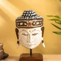Сувенир &laquo;Голова Будды&raquo;, 10&times;16&times;27 см, дерево, белый