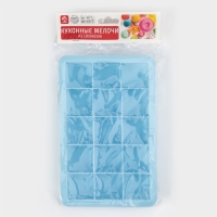 Форма для льда Доляна &laquo;Кубик&raquo;, силикон, 11,7&times;18,7&times;3,4 см, 15 ячеек (3,4&times;3,4 см), цвет голубой