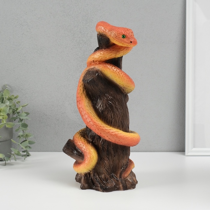 Новогодняя копилка Новогодняя копилка "Змея на пеньке" 33 х 14 х 15 см, оранжевый
