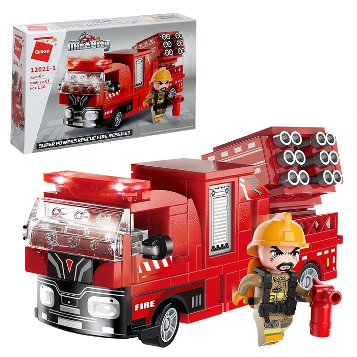 Конструктор блочный для мальчиков Огнеборцы &laquo;Пожарная машина&raquo;, 130 деталей