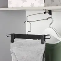 Вешалка для брюк и юбок с зажимами Доляна, 30&times;17 см, цвет чёрный