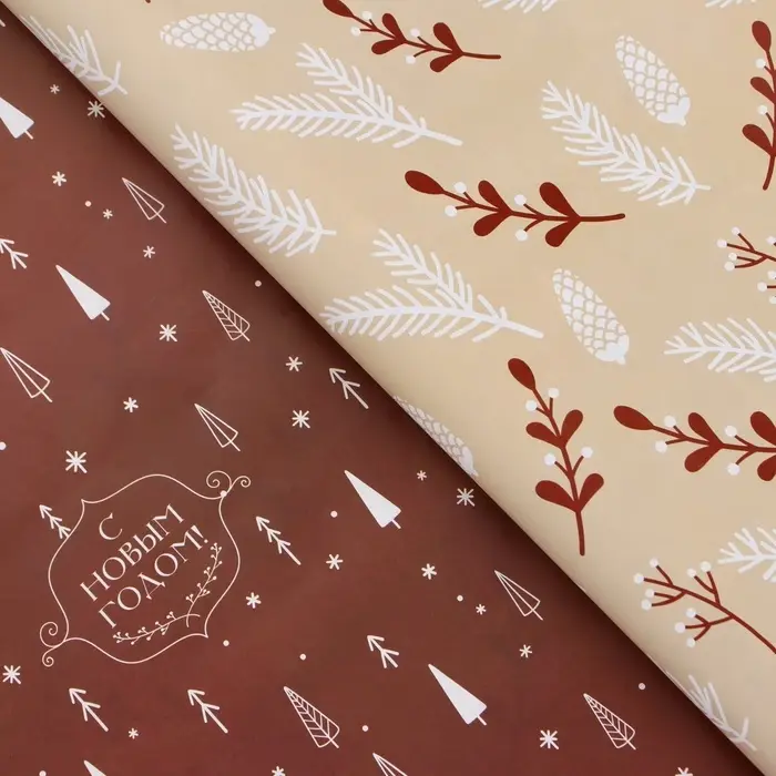 Бумага упаковочная новогодняя глянцевая двусторонняя &laquo;Изысканность&raquo;, 50&times;70 см