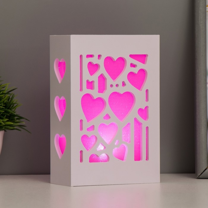 Ночник "Сердца влюбленных" LED от батареек 2хААА красный 5,5х10х15,5см RISALUX