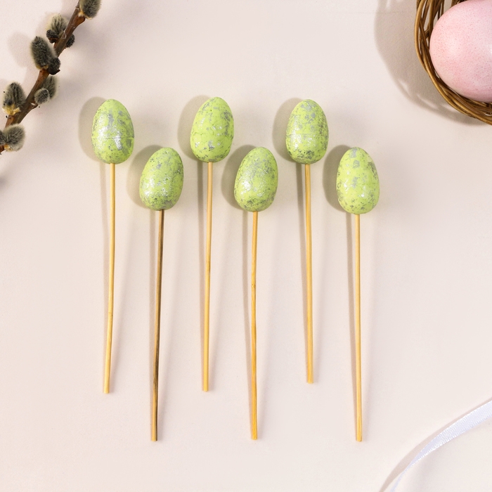 Шпажки «Яйцо пасхальное», цвет зелёный, набор 6 шт. Шпажки «Яйцо пасхальное», цвет зелёный, набор 6 шт.