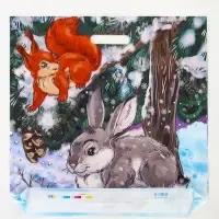 Пакет "Зимовье", полиэтиленовый с вырубной ручкой, 38х45 см, 50 мкм