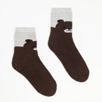 Носки женские махровые &laquo;Медвежонок&raquo;, цвет коричневый, размер 23-25