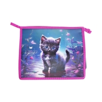 Папка для тетрадей А5, 243x200x80 мм, deVENTE "Beautiful Cat", молния сверху, пластиковая, для девочки