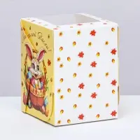 Коробка подарочная пасхальная с окном &laquo;Пасхальный кролик&raquo; 12.5&times;9.5&times;9.5 см