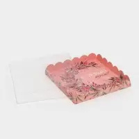 Коробка для кондитерских изделий с пластиковой крышкой &laquo;Зимние цветы&raquo;, 21 х 21 х 3 см