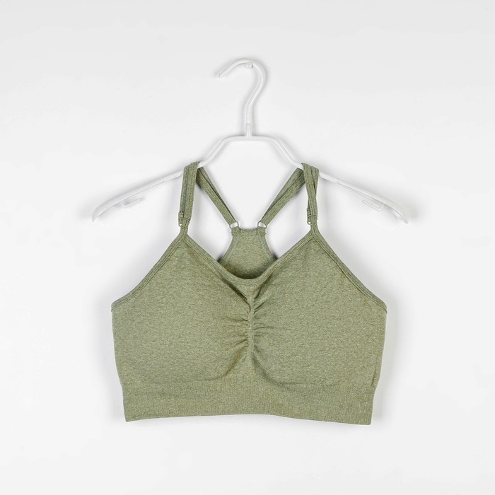 Топ женский спортивный со сборкой, цвет олива, SL Russian Brand, р-р S Топ женский спортивный со сборкой, цвет олива, SL Russian Brand, р-р S