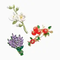 Набор брошей "Цветы" брусника, лаванда, жасмин, цветные