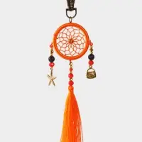 Брелок ловец снов, 17 см, оранжевый
