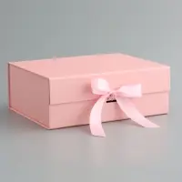 Коробка подарочная с бантом складная 29 х 22 х 10,5 см Розовая