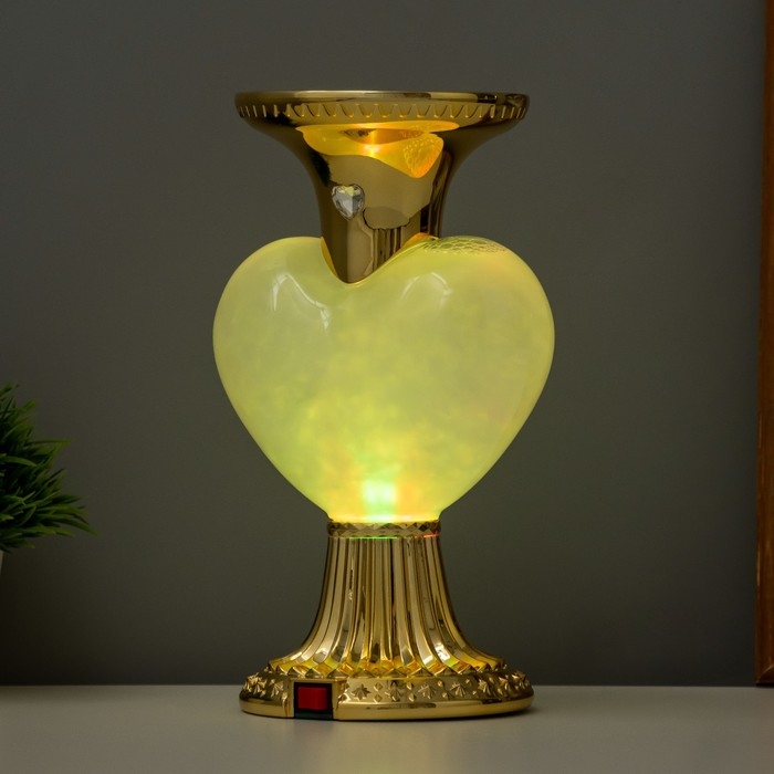 Лава-лампа "Сердце" LED 2Вт от батареек 3хАА золото 12,5х10х20,5 см