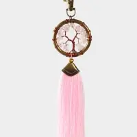 Брелок ловец снов "Великое древо" 19 см, цв. нежно-розовый