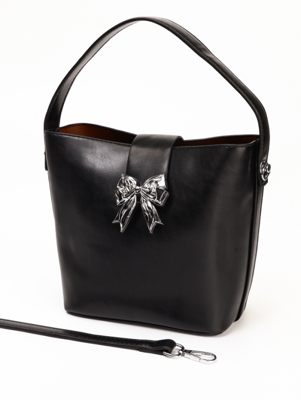 Сумка женская, 27*7*12, отд на молнии, длин ремень, черный