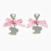 Серьги-клипсы детские "Выбражулька" Слон с бантом клетка и кристалом сердце, цветные Серьги-клипсы детские "Выбражулька" Слон с бантом клетка и кристалом сердце, цветные
