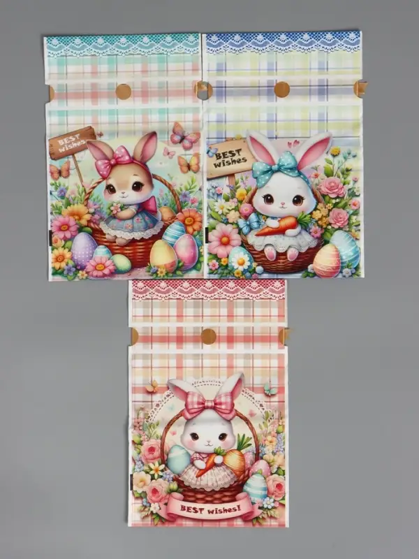 Пакет  полиэтиленовый подарочный "Заяц с цветами", с завязками, 15х23&plusmn;1 см